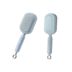 Self-Cleaning Air Cushion Comb – with Portable Travel Design, Features retractable, easy to clean, Ergonomic Pull Ring air cushion massage comb, for Detangling Thick/Curly Hair, Gift for Women (Blue)