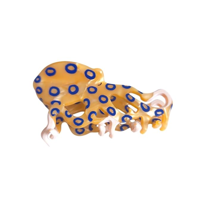 Cute Small Blue-Ringed Octopus Hair Clips,Novelty Acetate Ocean Octopus Claw Clip