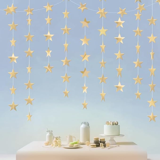 Champagne Shining Star Hanging Garland Champagne Hanging Sparkling Star by Eeatour