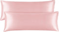 BEDELITE Satin Body Pillow Cover 2 Pack, Super Soft and Cooling Body Pillow Pillowcase for Hair and Skin, Breathable Silky Full Long Pillowcase Cover(20"x54", Pink)