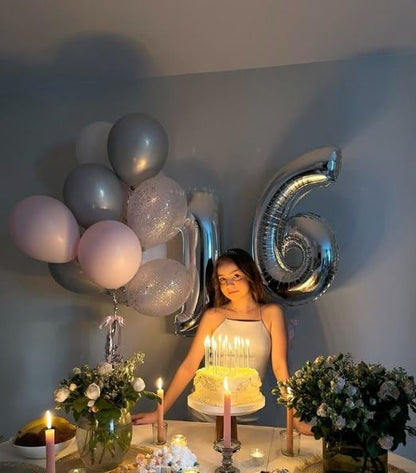 Silver Number 6 Balloon 40 inch, Balloon numbers party supplies, deco photo - Image 7