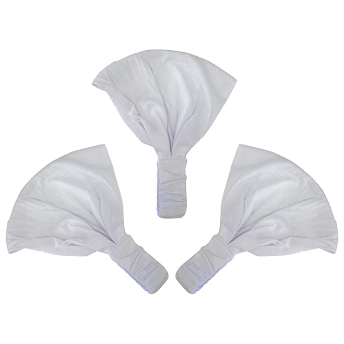Motique Accessories Set of 3 Wide Cotton Head Band Solid Boho Yoga Style Soft Hairbands - White