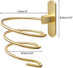 Hair Dryer Holder, Aluminum Wall Mounted Hair Dryer Rack Spiral Hair Care Tools Hanging Rack Organizer for Bathroom, Bedroom, Barbershop (Gold)