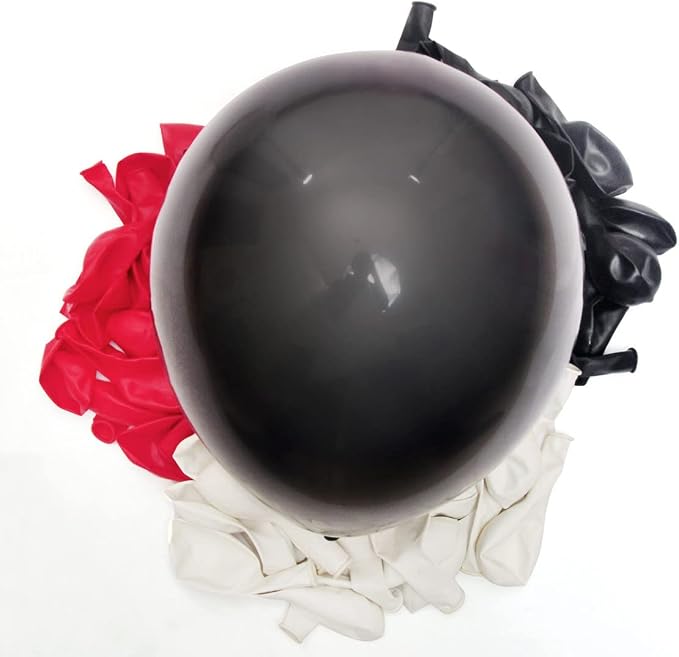 300 Pack Red Black White Balloons 100 of each of the 3 colors 12 inch Red White - Image 4