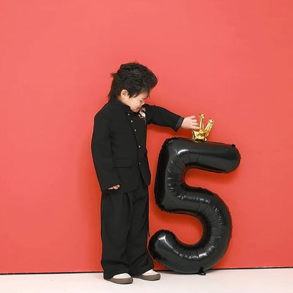 Black Number 5 Balloon with Crown, 40 inch Black Number Balloon 5th Birthday - Image 6