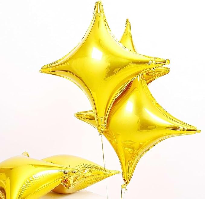 HILAVO 12PCS Gold Star Balloons, 24in 18in 10in Four Pointed Star Shaped - Image 3