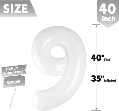 40 Inch White Number 9 Balloon Birthday Party Decorations - Image 5