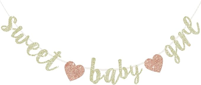 BEISHIDA Pre-Strung Glitter Champagne Girl Baby Banner Baby Shower Decor | NO by Beishida