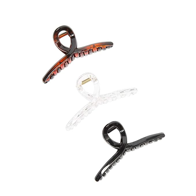 Thin Hair Clips Strong holding teeth interlocking Women butterfly Clips for thin Hair 3 Count In set banana hair clips (mixed colors clips for thin clips)