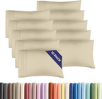 King Pillow Cases Set of 10 - Ultra Soft Hotel Quality Pillowcase Covers - Comfy & Wrinkle Free - Shrink, Stain and Fade Resistant - Easy-Care, Machine Washable Pillow Protectors - 10 Pcs Set - Wheat