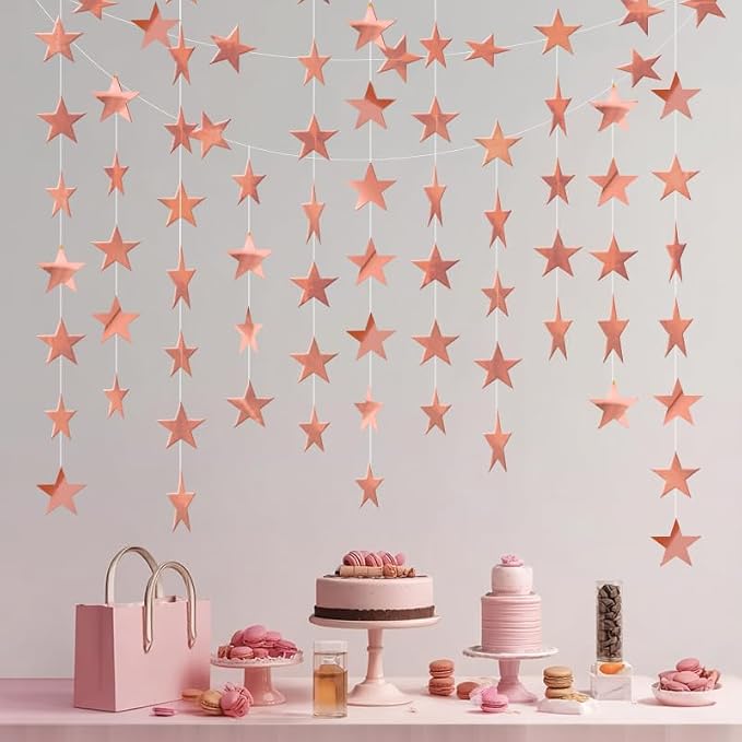 Rose Gold Shining Star Hanging Garland Rose Gold Hanging Sparkling Star by Eeatour