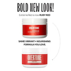 Overtone Semi Permanent Hair Color Conditioner, Extreme Red is now Ruby Red, 8 oz, Nourishing, Damage-Free, Color Depositing Mask for All Hair Types with Shea Butter & Coconut Oil, Cruelty-Free
