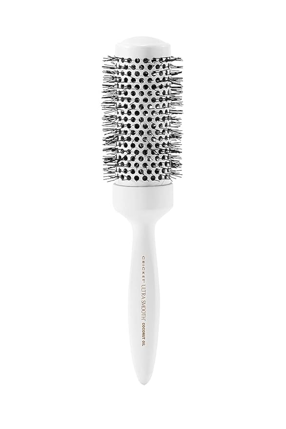 Cricket Ultra Smooth Coconut Thermal Hair Brush – 1.75” Ceramic Barrel, Coconut Oil and Keratin-Infused, Anti-Static Heat-Resistant Bristles, Textured Handle for Styling All Hair Types