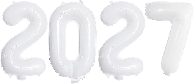 White 2027 Foil Number Balloons by GOER