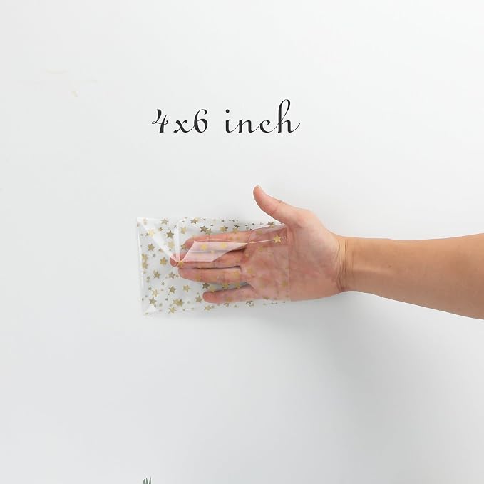 100 Pcs Star Printed 4"X6" Gift Wrap Cello Cellophane Treat Bags Party Favor - Image 5