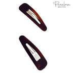 Parcelona French Mini Set of 4 Small Celluloid Acetate Snap Hair Clips No Slip Fashion Durable Styling Women Hair Accessories Girls Snap Hair Barrette, Made in France (Tortoise Shell Brown)