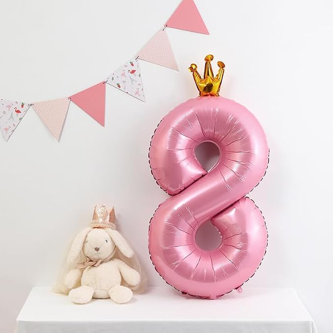 40 Inch Crown Pink Number 8 Balloon, Big Conjoined Light Pink Foil Mylar Helium - Image 4