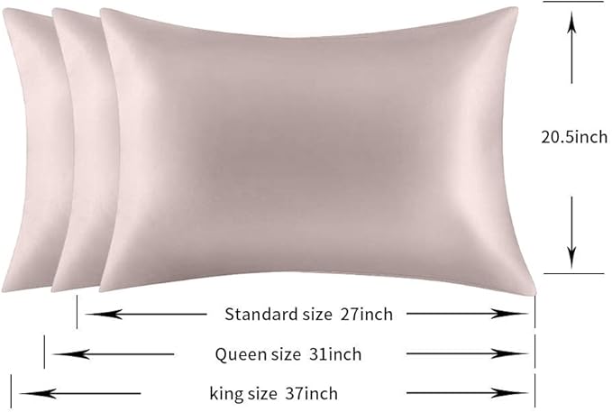 100% Mulberry Silk Pillowcases Set of 2 for Hair and Skin and Super Soft and Breathable Standard Size Nature Silk Pillowcases (Standard, Apricot Gray)