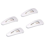 Parcelona French Mini Set of 4 Small Celluloid Acetate Snap Hair Clips No Slip Fashion Durable Styling Women Hair Accessories Girls Snap Hair Barrette, Made in France (Silver)