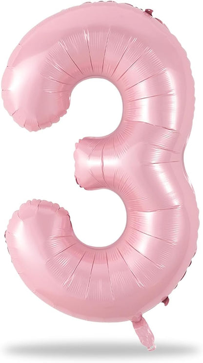 Pastel Pink Number 3 Balloon, 40 Inch Giant Pearl Light Pink Helium Foil Number - Image 9