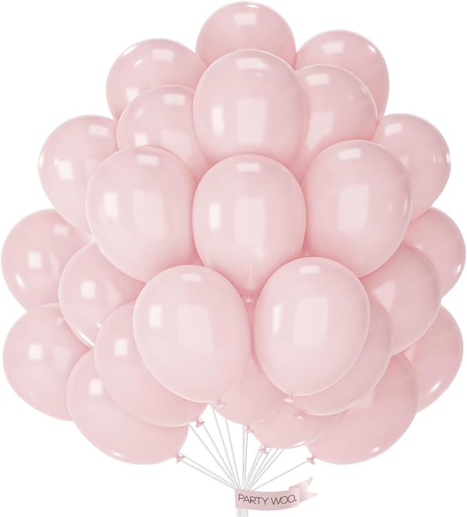 PartyWoo Baby Pink Balloons 50pcs Pastel Light Pale Pink Color | 12 Inch by PartyWoo