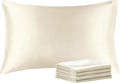 BEDELITE Satin Pillowcase with Zipper 4 Pack, Beige Pillow Cases Standard Size, Super Soft and Cooling Similar to Silk Pillow Cases, Gift for Women Men(20x26 Inches)