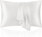 ECOSA Luxurious 30 Momme 100% Mulberry Silk Pillowcase (50x70cm) – 6A Grade Charmeuse Weave, Oeko-TEX® Certified – Frizz-Free Hair & Wrinkle-Free Skin (White)