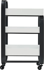 BarberPub Salon Storage Trolley with Shelves, Beauty SPA Rolling Cart with Lockable Wheels, 3-Tier Stylist Tool Organizer, Barber Mobile Station Equipment 2085 (Black&White)