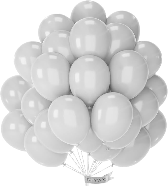 PartyWoo Grey Balloons 50pcs Light Pastel Pale Gray Color 12 Inch | Balloons by PartyWoo