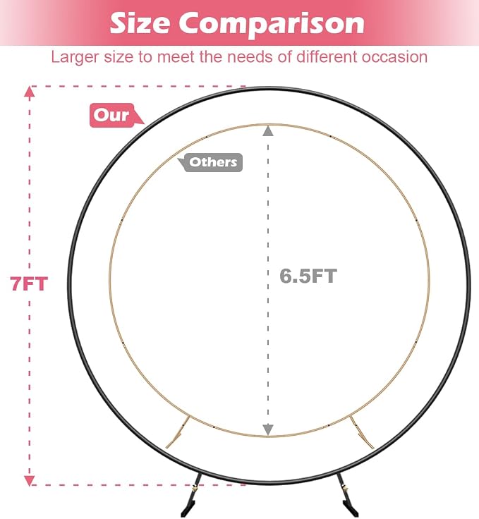 Queension Large Wedding Arch for Ceremony 7Ft, Circle Arch for Party, Outdoor - Image 2