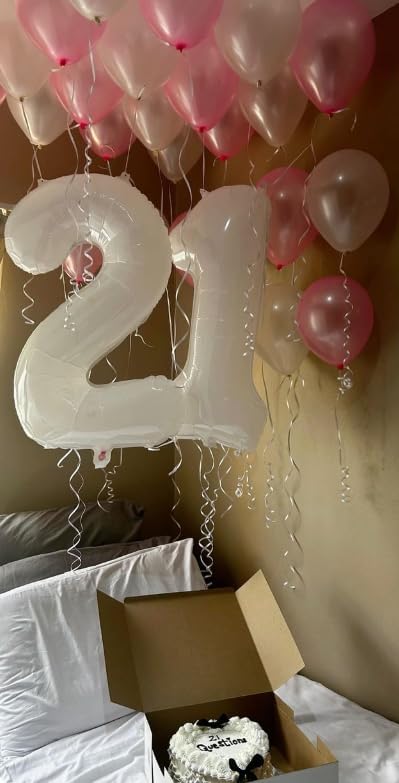 Big 40 Inch White 2 Number Balloon Birthday Decoration, Boy Girl Baby - Image 5