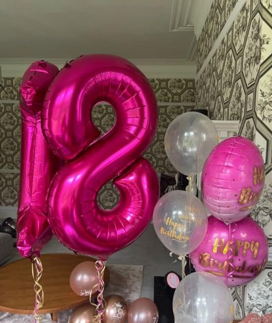 Hot Pink Number 8 Balloon 40 inch, Balloon numbers party supplies, deco photo - Image 9