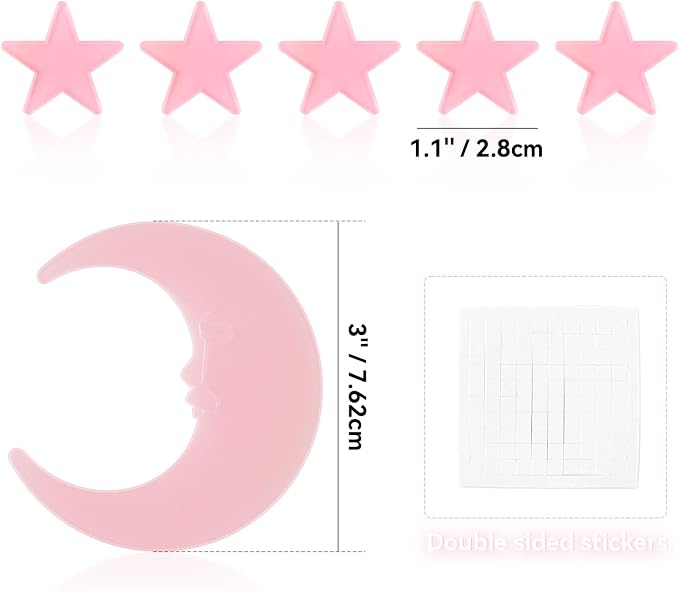 100 Stars and 1 Moon Glow in The Dark Luminous Fluorescent 3D Plastic Glow - Image 2