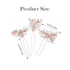 JAKAWIN Rhinestone Wedding Hair Pins Silver Bridal Crystal Hair Jewelry Accessories for Women HP130 (Rose Gold)