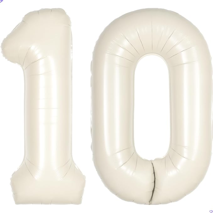 Cream White Number 10 Balloon for First Birthday Decorations, 40 inch Huge by Unknown