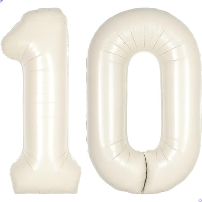 Cream White Number 10 Balloon for First Birthday Decorations, 40 inch Huge by Unknown