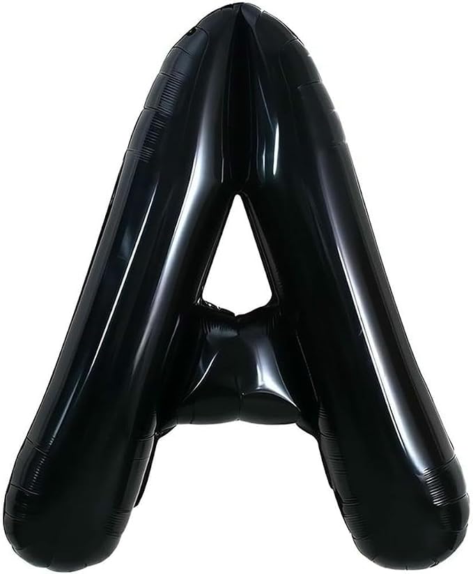 40 Inch Black Letter A Foil Balloon, Large Jumbo Mylar Helium Alphabet Balloon - Image 2