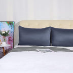 uxcell 2 Pack Silk Satin Pillowcase for Hair and Skin, Cool, Silky, Soft Breathable Pillow Cases Standard Size 20x26 Inch Sateen Pillowcase Slate Gray with Envelope Closure
