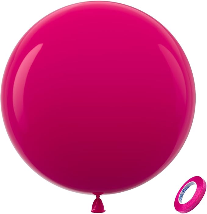 Bezente Hot Pink Giant Latex Round Balloons 36 Inch 8 Pack | Pink Balloons by Bezente