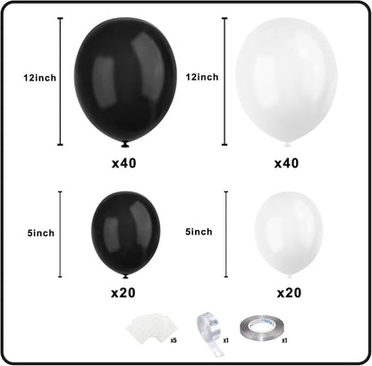 White Black Balloon Garland Arch Kit, 120 Pack Matte Latex Black White Balloons - Image 2