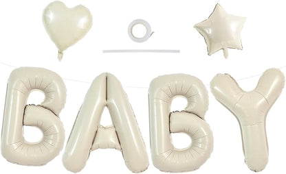 TONIFUL Baby Party Decorations, 40 Inch Cream White Baby Foil Letter Balloons by TONIFUL