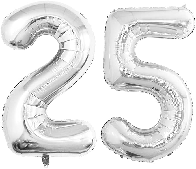 Number 25 Balloons for 25th Birthday Party Decorations, 42 Inch Jumbo Foil by GOER