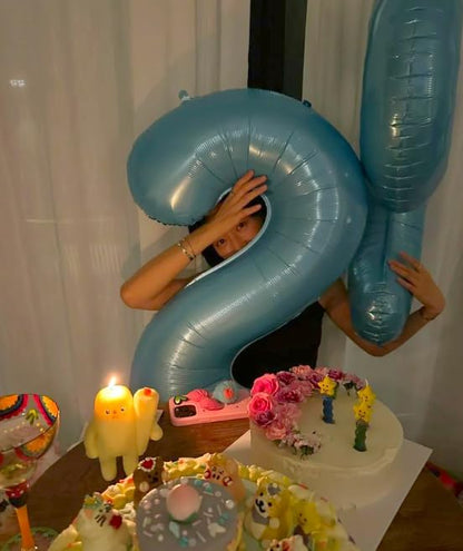 40 Inch Big Pearl Blue Number 2 Balloon Birthday Decoration, Number 2 Helium - Image 6