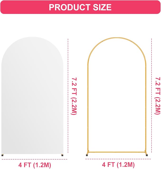 7.2FT Arch Backdrop Stand and White Cover Set, Wedding Arch Backdrop Stand | - Image 3