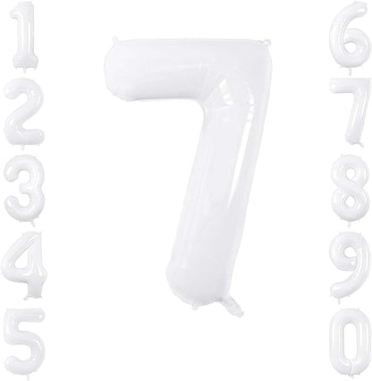 White Number 7 Balloon 40 Inch, Large White Foil Mylar 7th Birthday Decorations by Unknown