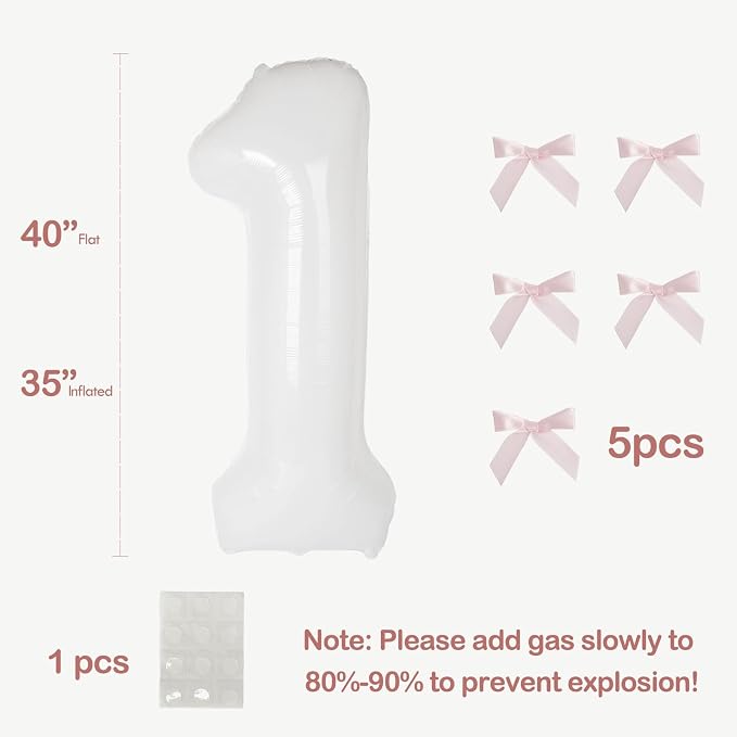 40 Inch White Number Balloons - Image 2