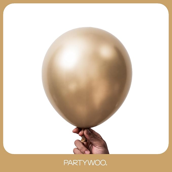 PartyWoo Metallic Gold Balloons 50pcs Chrome Gold Color 12 Inch | Balloons - Image 2