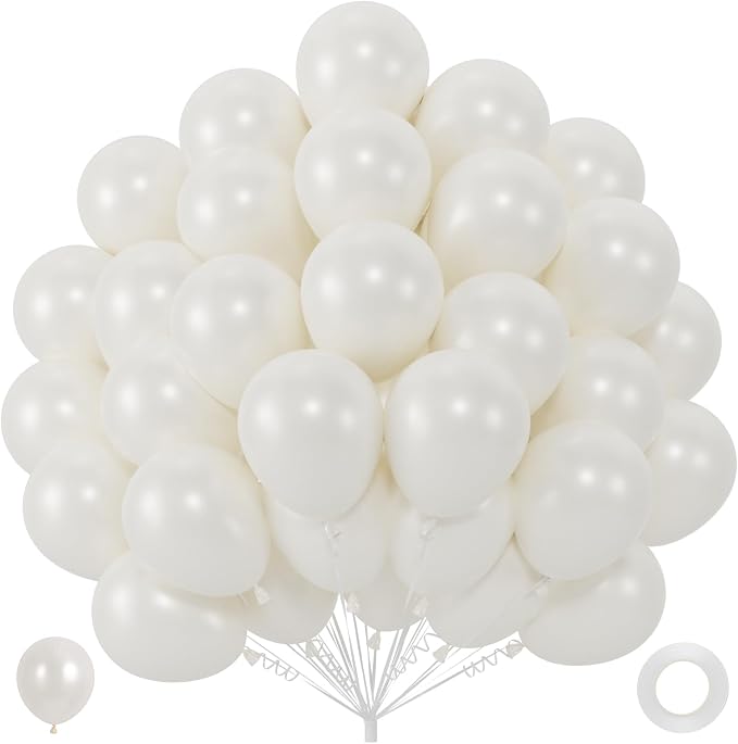 40pcs Pearl White Balloons 12 Inch, Premium Pearl Latex Balloon Kit by ZizasAry