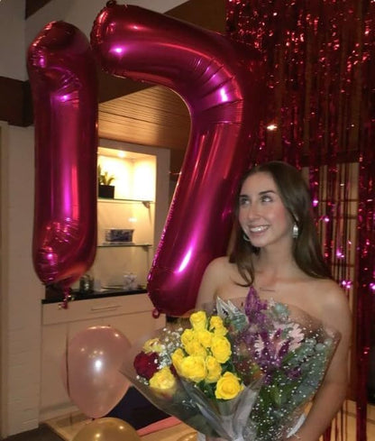 Hot Pink Number 7 Balloon 40 inch, Balloon numbers party supplies, deco photo - Image 6