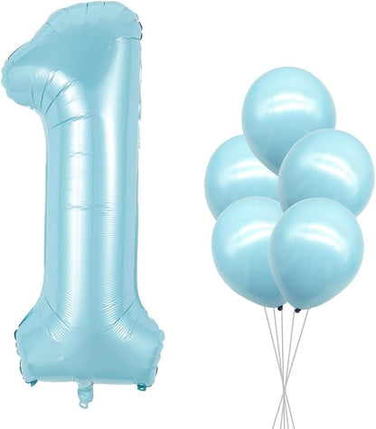 40 Inch Light Blue Number 1 Foil Balloon Set | by Home